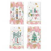 Artoid Mode pink nutcrackers towels close-up for holiday cleaning