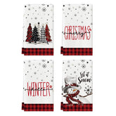 Artoid Mode red-black buffalo plaid snowman towels for quick dish drying and decor.