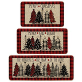 Artoid Mode red buffalo plaid kitchen mats close-up showing festive pattern and durability