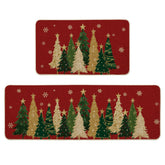 Artoid Mode red snowflakes Christmas mat adds festive style while protecting kitchen floors.