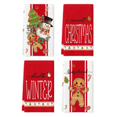 Artoid Mode red snowman gingerbread towel displays festive design for daily drying and decor.