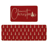 Artoid Mode Red Xmas Tree mat 17x29 on kitchen floor, festive charm.