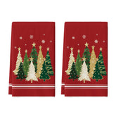 Artoid Mode red Xmas tree star dish towels, 18x26, ideal for quick-drying and festive kitchen décor.