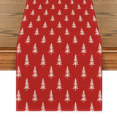 Artoid Mode red Xmas Tree table runner closeup stitching highlights durability.