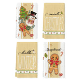 Artoid Mode Snowman Gingerbread towels on display, soft and absorbent kitchen accessory.