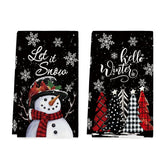Artoid Mode snowman pattern dish towel for fast, gentle drying.
