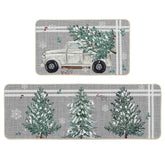 Artoid Mode pine holly stripes mats front view showing festive kitchen protection