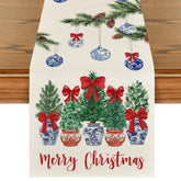 Artoid Mode Xmas balls blue and white table runner for festive dining
