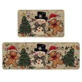 Artoid Mode Xmas tree gingerbread man snowman mats 17x29 enhance seasonal kitchen decor while protecting floors