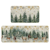 Artoid Mode Xmas Trees Deer Snowflakes kitchen mat 17x29 highlights festive pattern and floor protection.