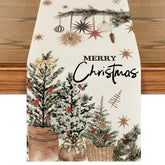 Artoid Mode Xmas Trees table runner with holly and pine cone for festive dining and protection