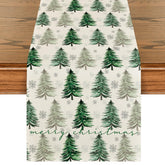 Artoid Mode Xmas Trees Snowflake table runner enhances festive table decor.