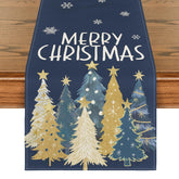 Artoid Mode Xmas Trees Snowflakes Blue table runner elevates holiday table décor.