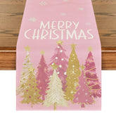 Artoid Mode xmas trees snowflakes pink table runner bright holiday table decor
