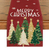 Artoid Mode Xmas Trees Snowflakes Red table runner adds festive color to holiday meals