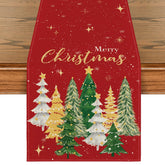 Artoid Mode Xmas Trees table runner with festive pattern enhances holiday dining ambiance