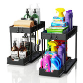 artzon two-tier slide-out under-sink basket for easy access and organization.