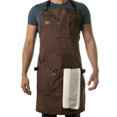 Asaya Chef apron with bottle opener for quick grill access.
