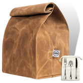 ASEBBO waxed canvas lunch bag with foldable design, ideal for easy daily packing.