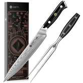ASETY Damascus carving knife with full tang and G10 handle for precise holiday slicing.