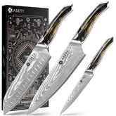 ASETY Damascus Knife Set 3 PCS in gift box, premium presentation for gifting.