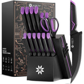 ASETY 15-piece knife set in block for organized, ready-to-use kitchen prep.