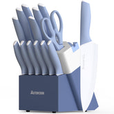 Astercook 15-piece knife set in block with built-in sharpener for precise prep.