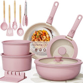 Astercook 21-piece nonstick ceramic cookware set displayed together for RV-ready kitchen.
