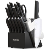 Astercook knife set in block with built-in sharpener for easy edge maintenance