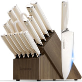 Astercook knife set block with sharpener for easy blade maintenance