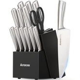 Astercook knife-set block with sharpener for easy edge maintenance and storage