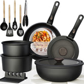 Astercook nonstick RV pots and pans with ceramic coating for easy release and quick cleanup.