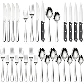 Astercook Silverware Set with steak knives included for effortless family-meal cuts