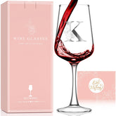 Astonlink wine glass with initials for a personalized Valentines gift.