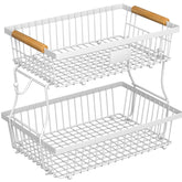 Astrorhine 2-Tier Fruit Basket on counter keeps produce organized.