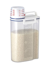 Asvel 7509 rice container with pour spout stores rice neatly for controlled pours.