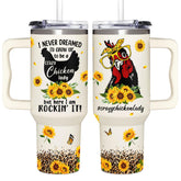 AT2Z GLOBAL Chicken 40oz tumbler with handle for on-the-go hydration.