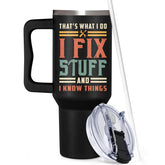 AT2Z GLOBAL Fix Stuff 40oz tumbler with handle and lid for on-the-go sipping.