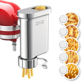 Atbod pasta press attached to KitchenAid for fresh strands.