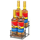 AUATRONNE 4 Bottle Syrup Organizer Rack with a 2-tier design keeps syrups neatly accessible