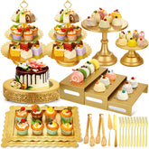 Audab Gold lace round cake stand 12inch for elegant wedding centerpiece.
