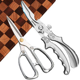 AUDAMI 2-pack kitchen shears with poultry and utility blades for versatile cooking prep.