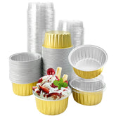 Augoog 100pcs aluminum cups with lids for neat single servings and freshness.