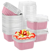 Augoog pink mini foil cups with lids for easy serving and portability.