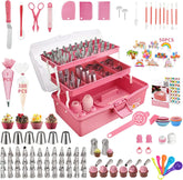 AUKOW cake decorating kit in storage case keeps tools organized.