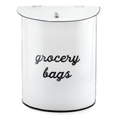 AuldHome Design rustic grocery bag holder mounted on kitchen wall keeps bags organized.