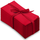 Aunti Em's Kitchen wrinkle-resistant dinner napkins in festive red with a refined finish.