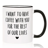 Aurahouse wedding anniversary mug front view with bold print for daily love reminders.
