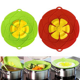 AUSINCERE Spill Stopper Lid on an 11-inch red pot to prevent boil-overs