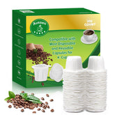 Aussen disposable coffee filters in Keurig white packaging, mess-free brewing option.